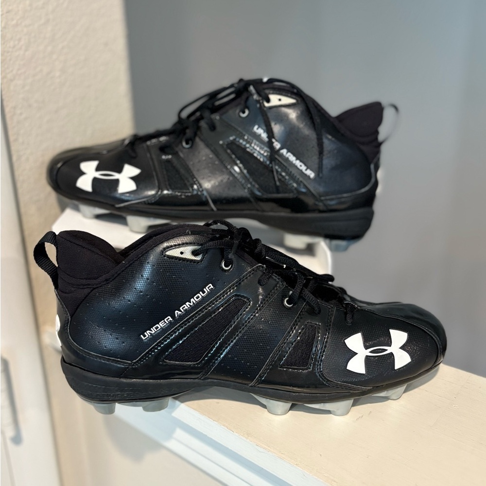 Mens Under Armour Demolish Football Cleats Shoes Size 13 Adult Black Spikes